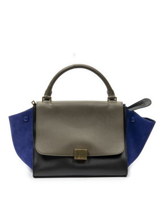 Celine Handbags - Celine Small Tricolor Trapeze Black Blue Brown Calfskin Leather